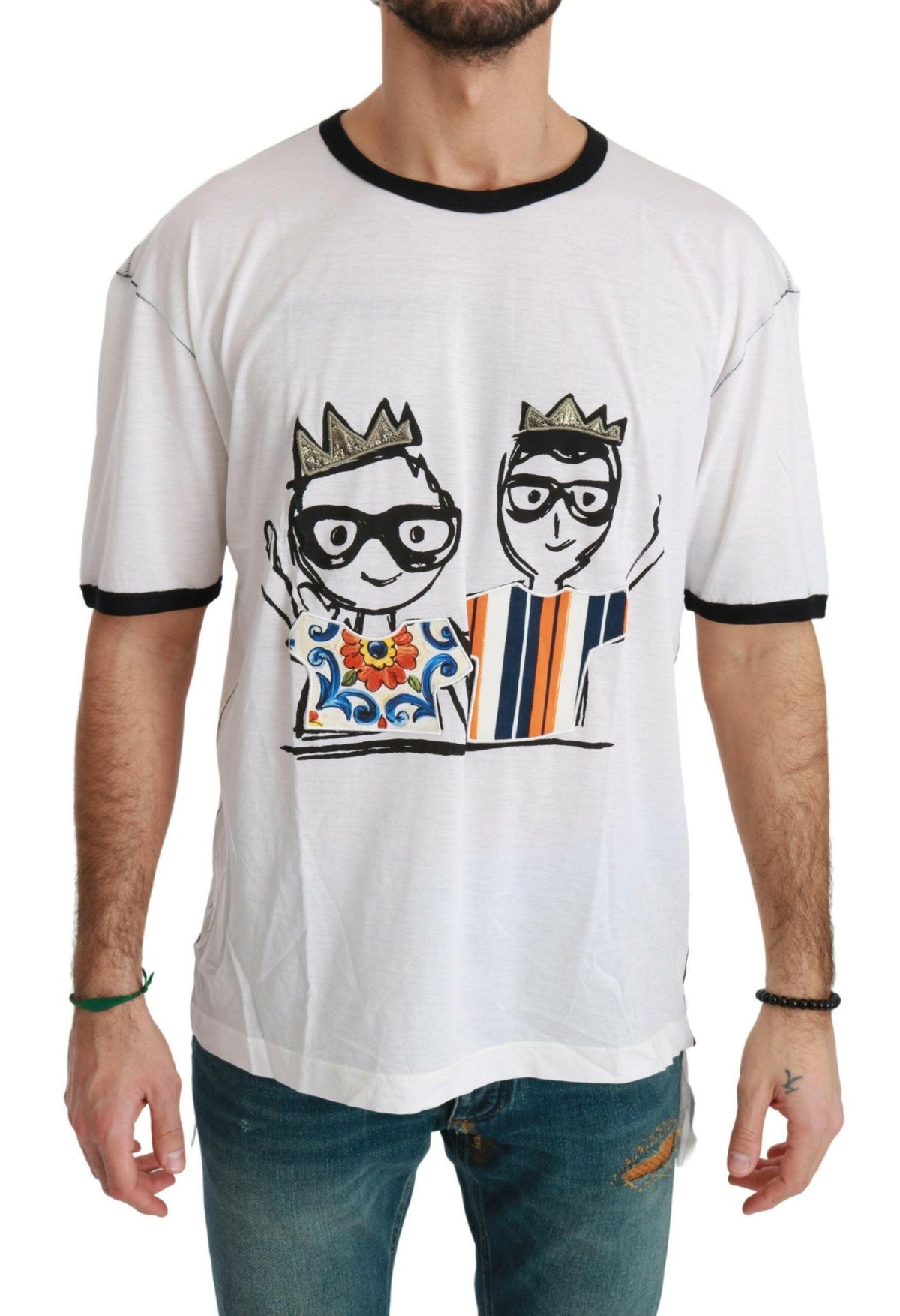 Dolce & Gabbana White Men Print #dgfamily Cotton T-shirt -   -  Dolce & Gabbana.