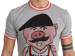 Dolce & Gabbana Gray Cotton Top 2019 Year of the Pig T-shirt -   -  Dolce & Gabbana.