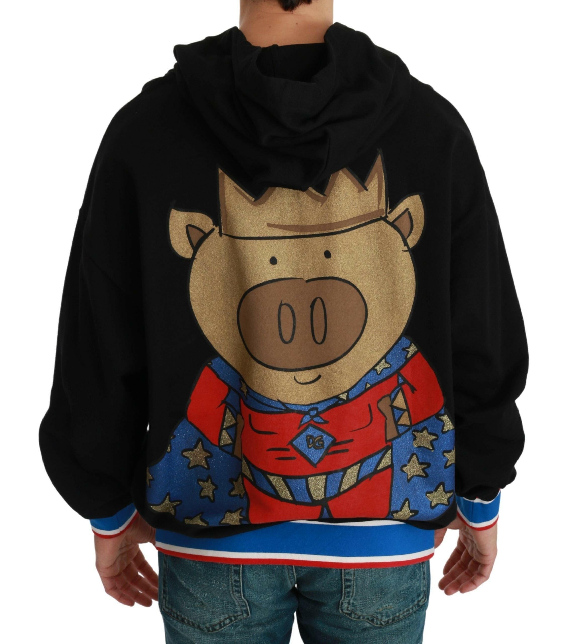 Dolce & Gabbana Black Sweater Pig of the Year Hooded -   -  Dolce & Gabbana.