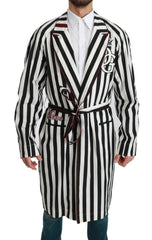 Dolce & Gabbana Black Coat Nightgown  White Cotton Robe -   -  Dolce & Gabbana.