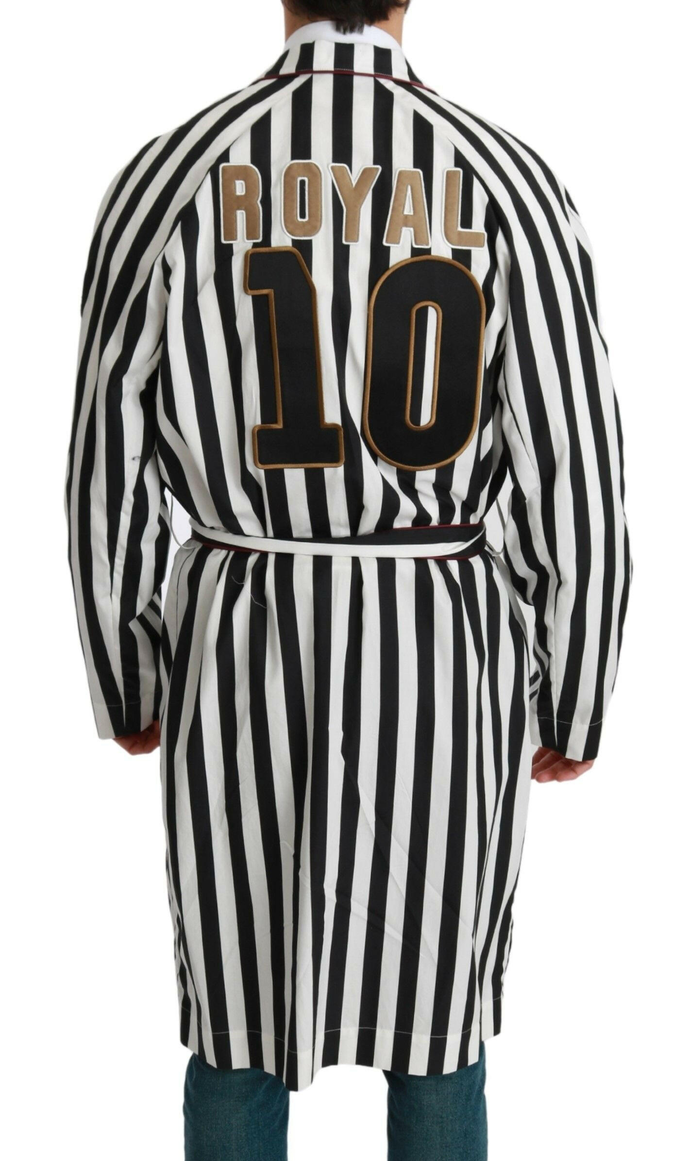 Dolce & Gabbana Black Coat Nightgown  White Cotton Robe -   -  Dolce & Gabbana.