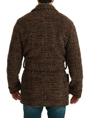 Dolce & Gabbana Brown Checkered Wool Robe Coat  Wrap Jacket -   -  Dolce & Gabbana.