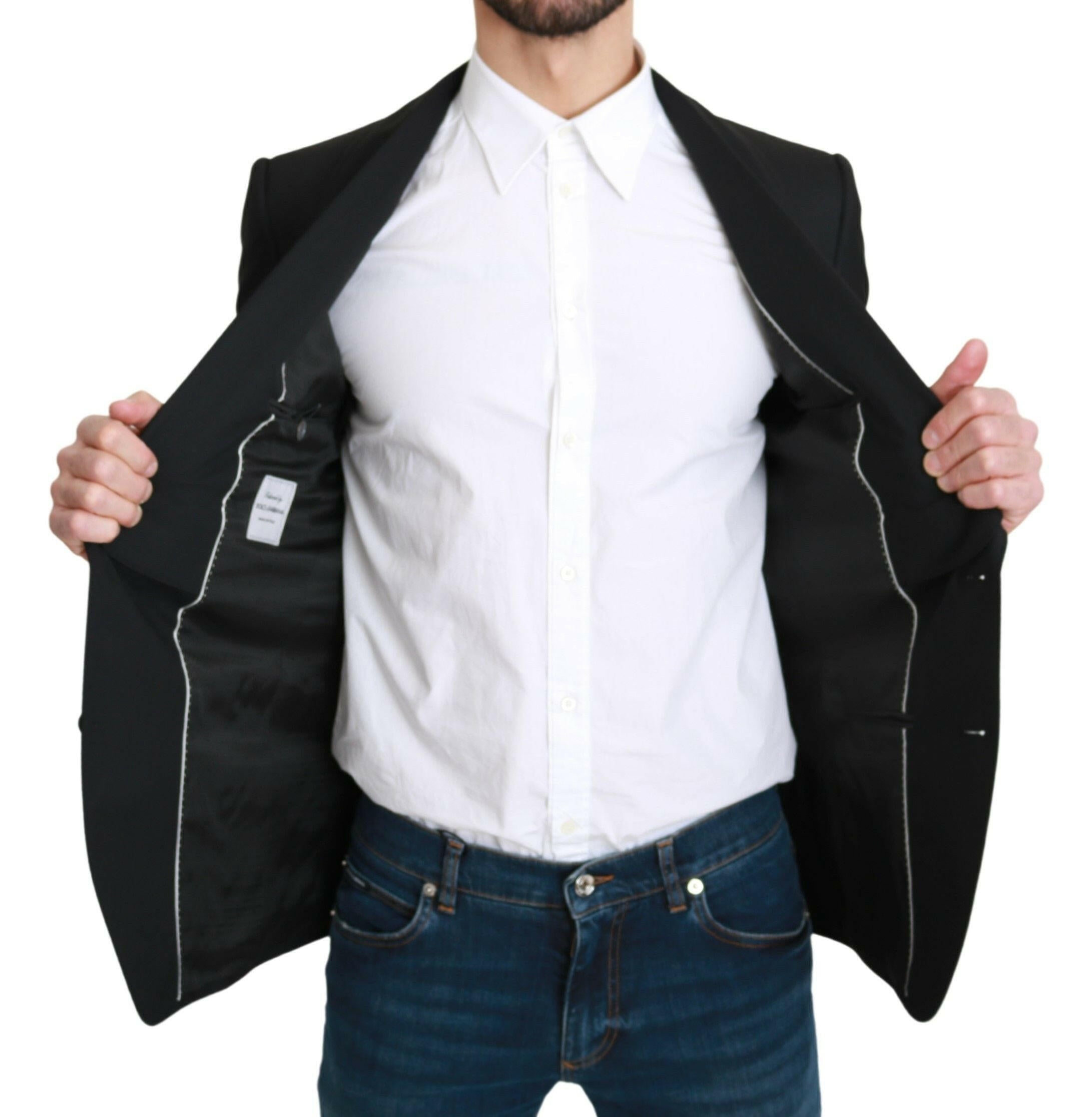 Dolce & Gabbana Black Single Breasted Formal Wool Blazer -   -  Dolce & Gabbana.