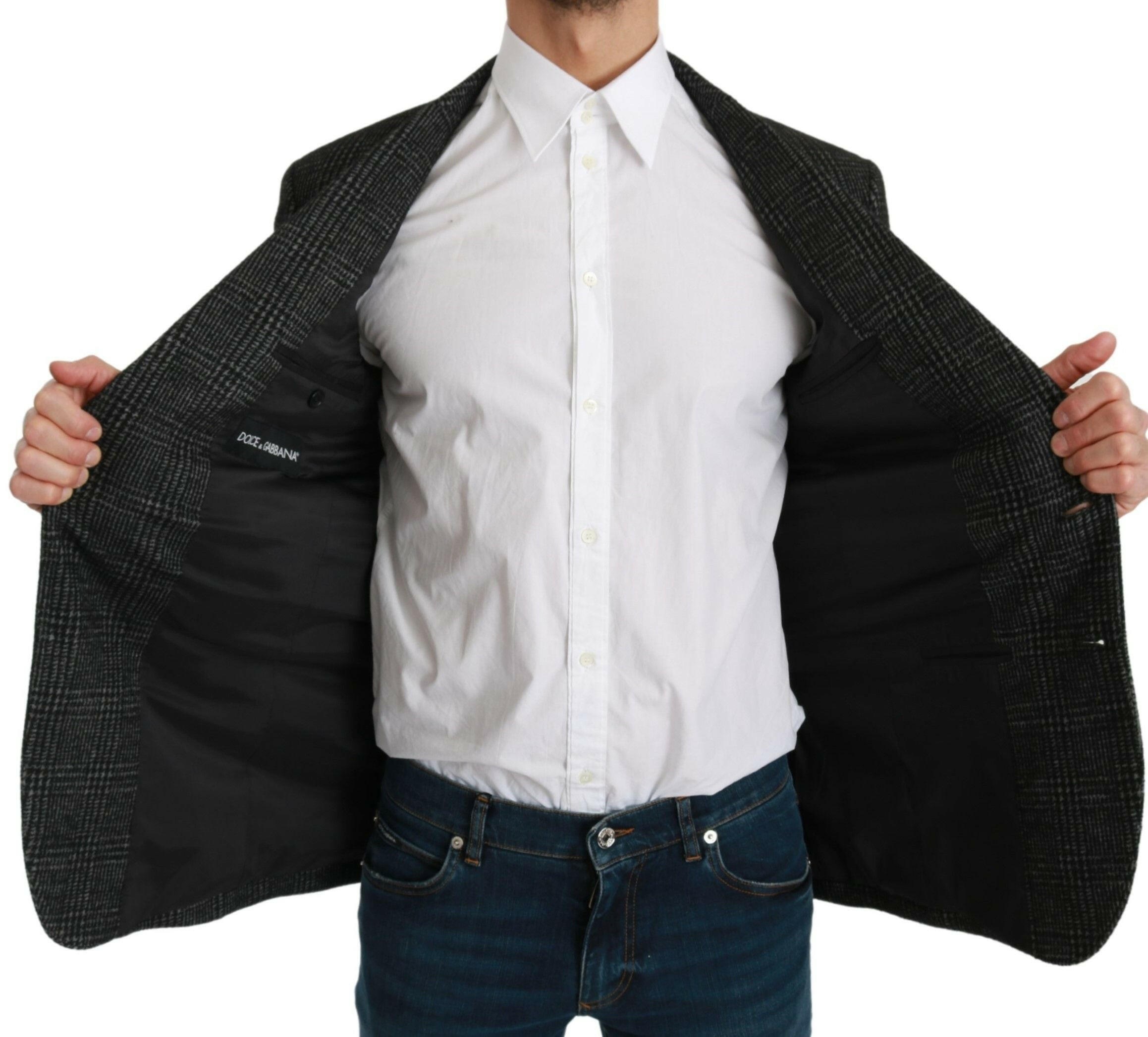 Dolce & Gabbana Gray Plaid Check Slim Fit Jacket Blazer -   -  Dolce & Gabbana.