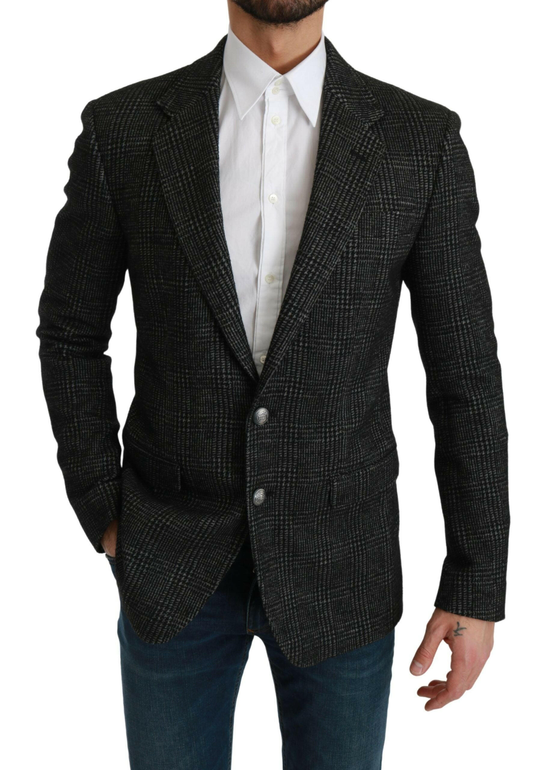 Dolce & Gabbana Gray Plaid Check Slim Fit Jacket Blazer -   -  Dolce & Gabbana.