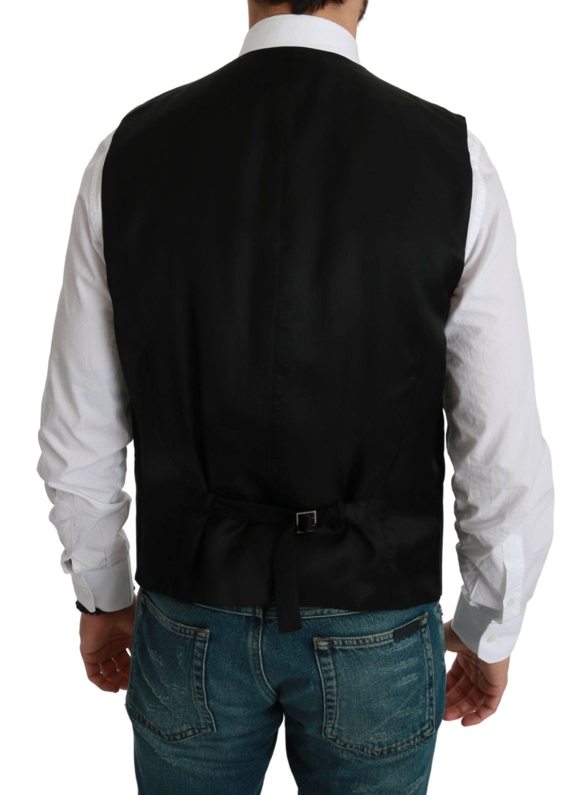 Dolce & Gabbana White Black Stripes Waistcoat Formal Vest -  Vests for Men Suits -  Dolce & Gabbana.