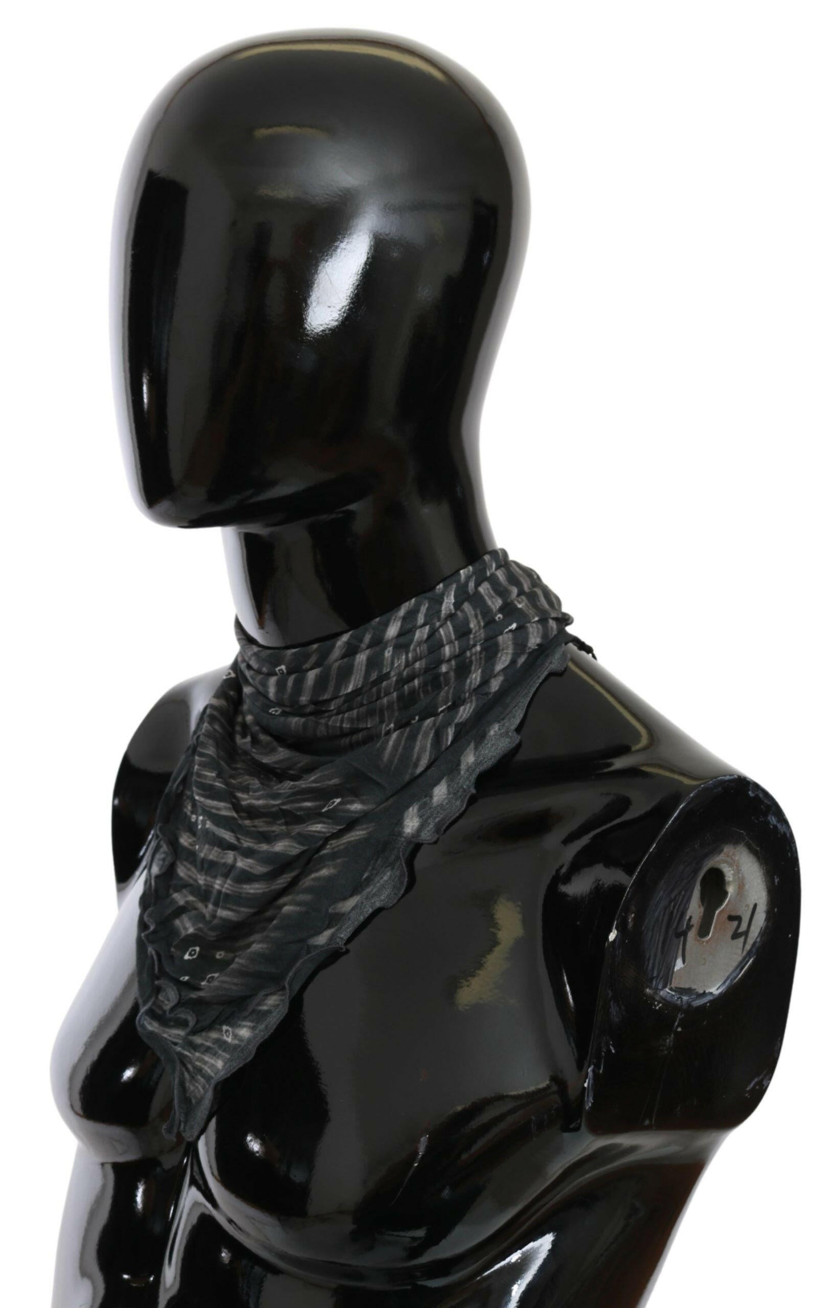 Costume National Black Gray Viscose Foulard Branded Scarf -   -  Costume National.