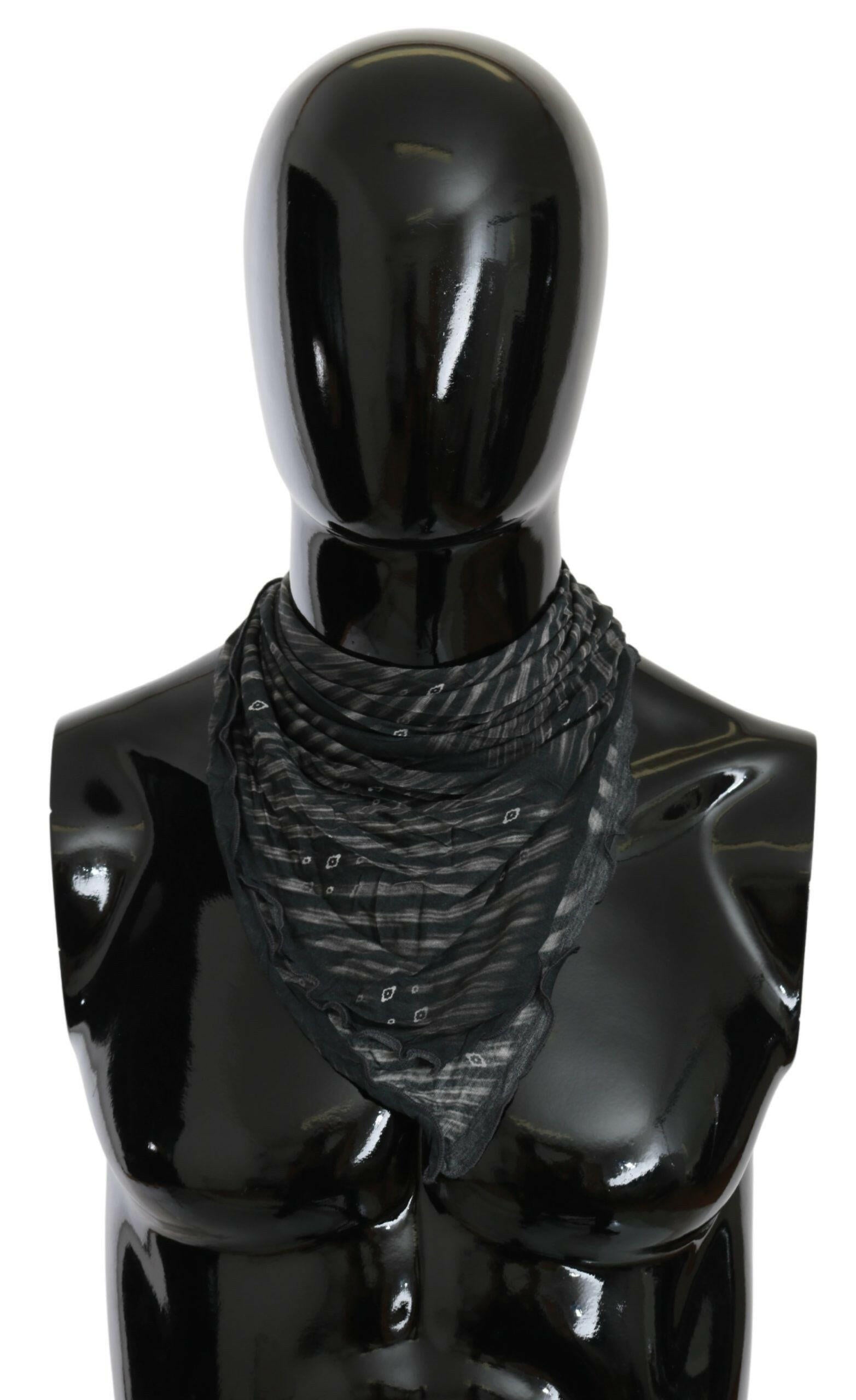 Costume National Black Gray Viscose Foulard Branded Scarf -   -  Costume National.