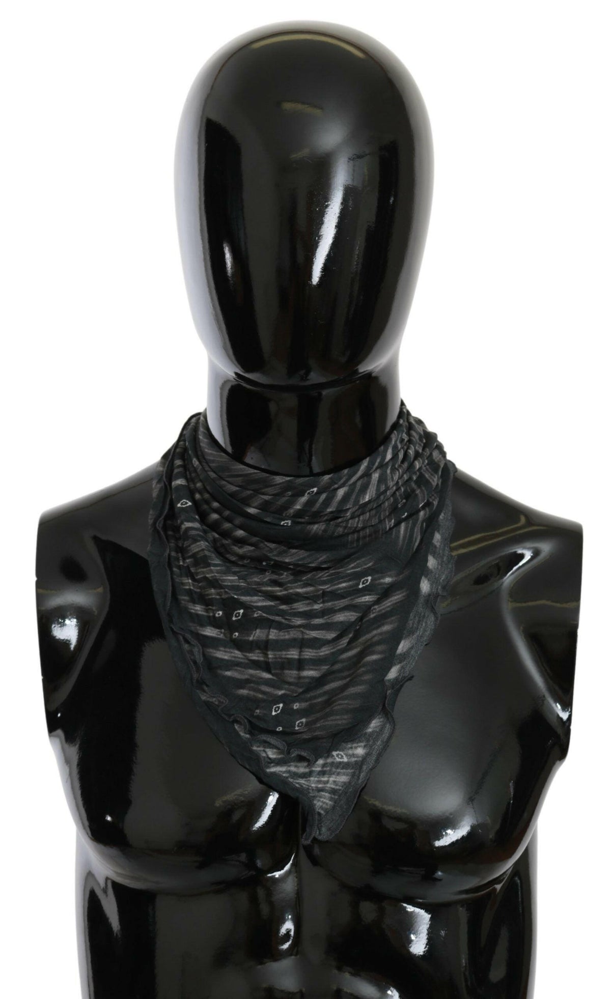 Costume National Black Gray Viscose Foulard Branded Scarf -   -  Costume National.