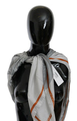 Costume National Gray Orange Silk Floral Foulard Wrap Scarf -   -  Costume National.