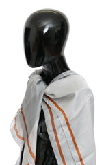 Costume National Gray Red Silk Shawl Foulard Wrap Scarf -   -  Costume National.