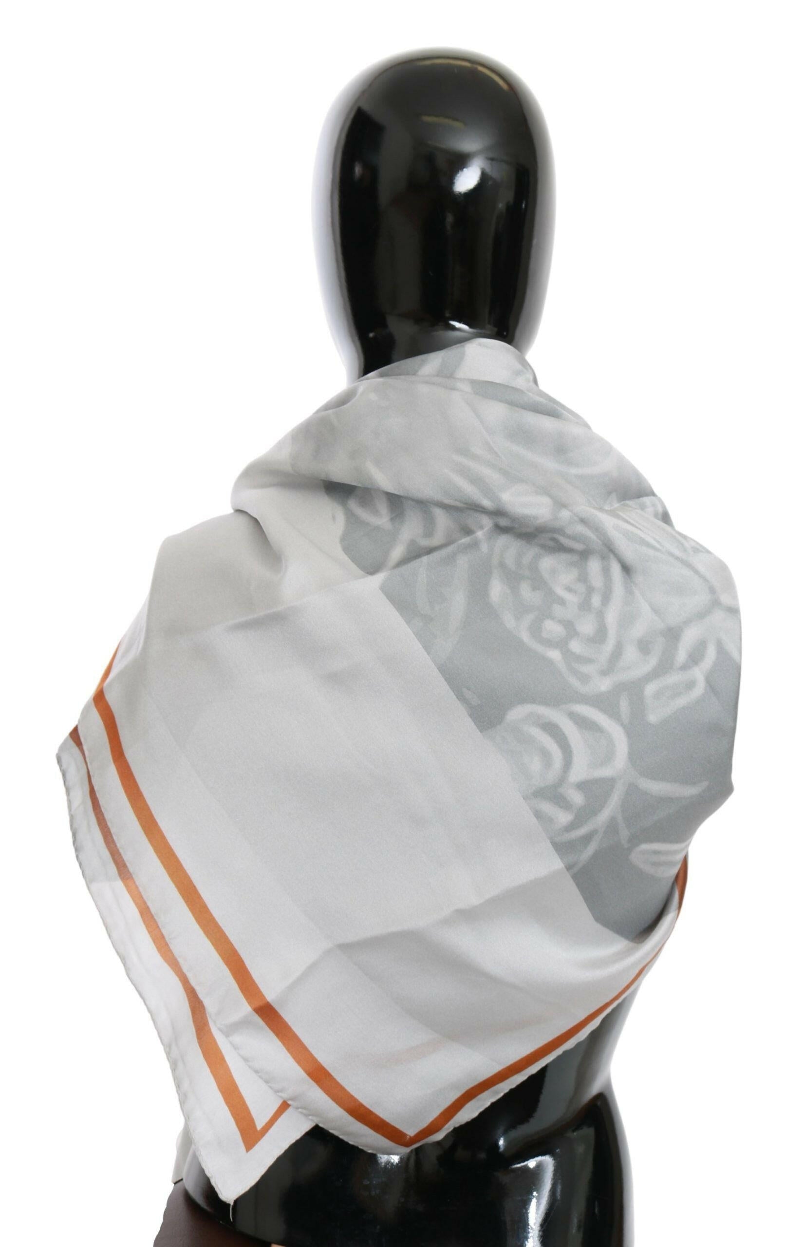 Costume National Gray Red Silk Shawl Foulard Wrap Scarf -   -  Costume National.