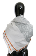 Costume National Gray Red Silk Shawl Foulard Wrap Scarf -   -  Costume National.