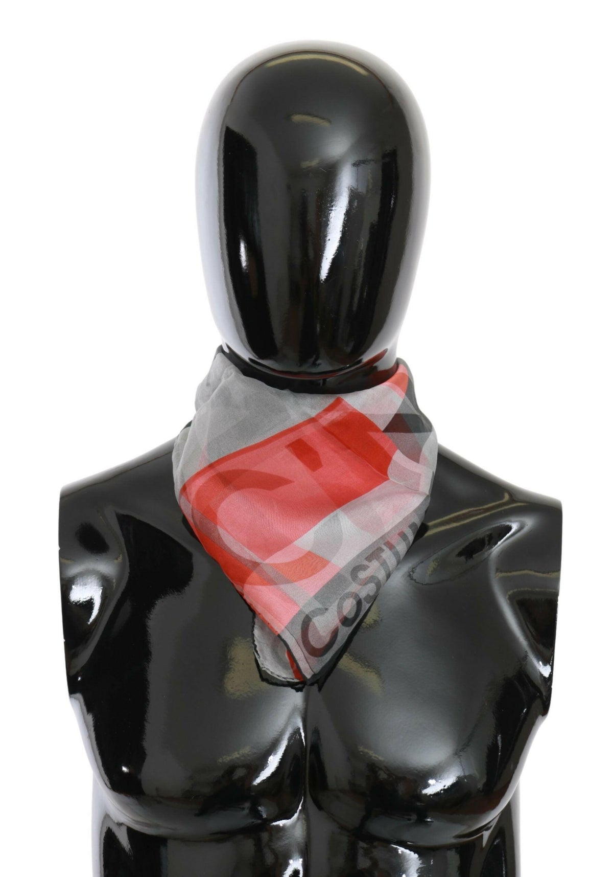 Costume National Red 100% Silk Branded Gray Scarf -   -  Costume National.