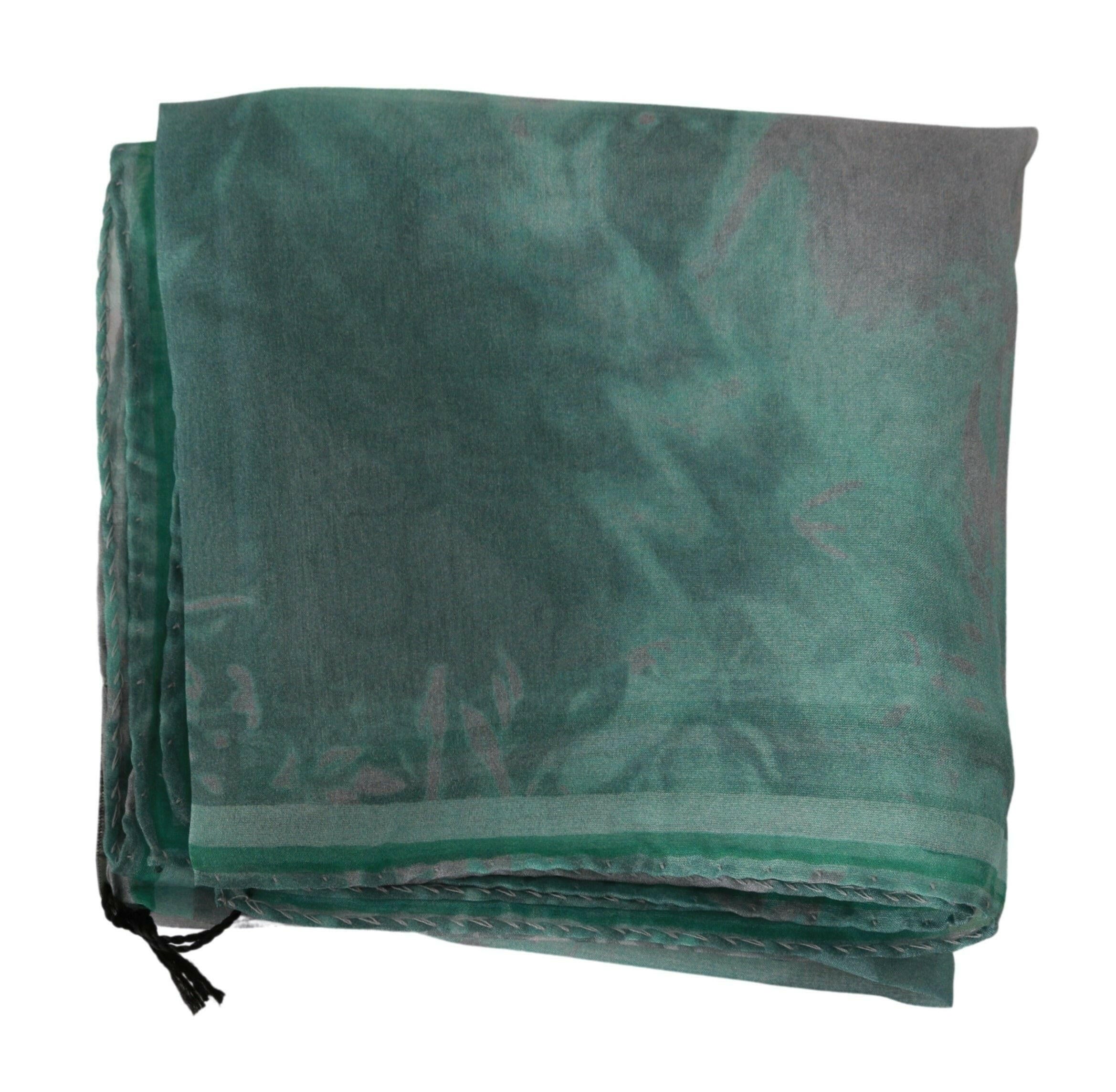 Costume National Green Silk Shawl Foulard Wrap Scarf -   -  Costume National.