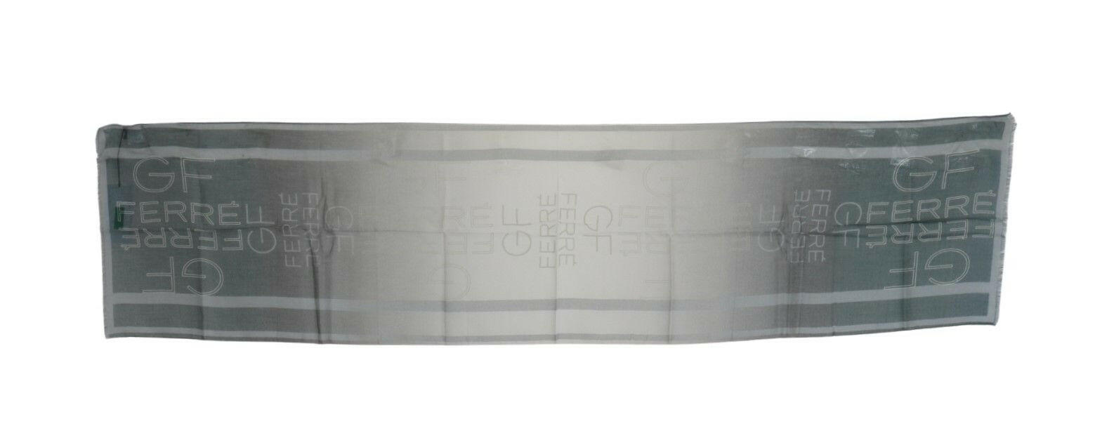 GF Ferre Gray Wool Viscose Foulard Patterned Branded Scarf -   -  GF Ferre.