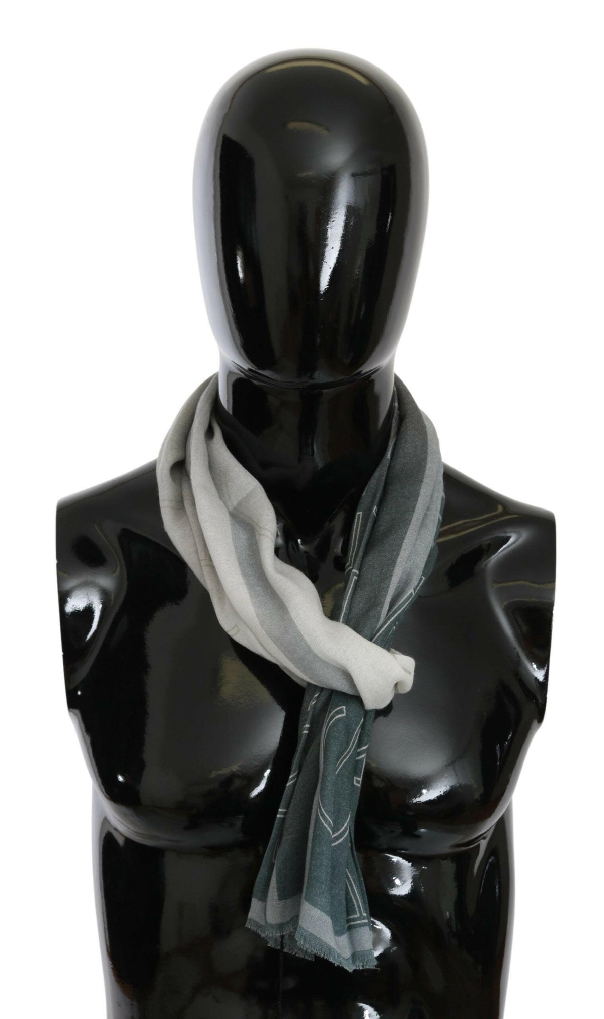 GF Ferre Gray Wool Viscose Foulard Patterned Branded Scarf -   -  GF Ferre.