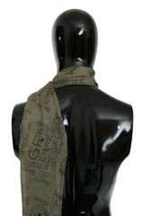 GF Ferre Green Wool Viscose Foulard Patterned Branded Scarf -   -  GF Ferre.