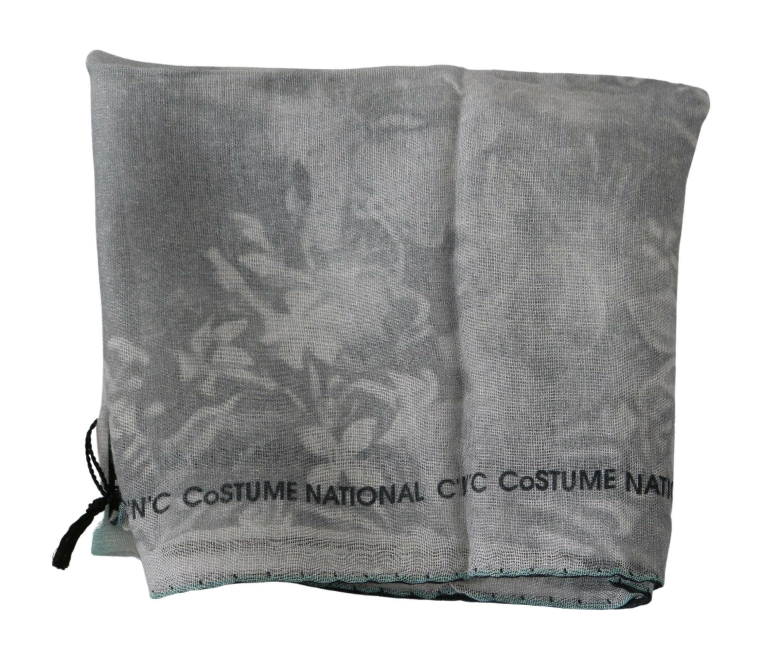 Costume National Gray Silk Shawl Foulard Wrap Scarf -   -  Costume National.