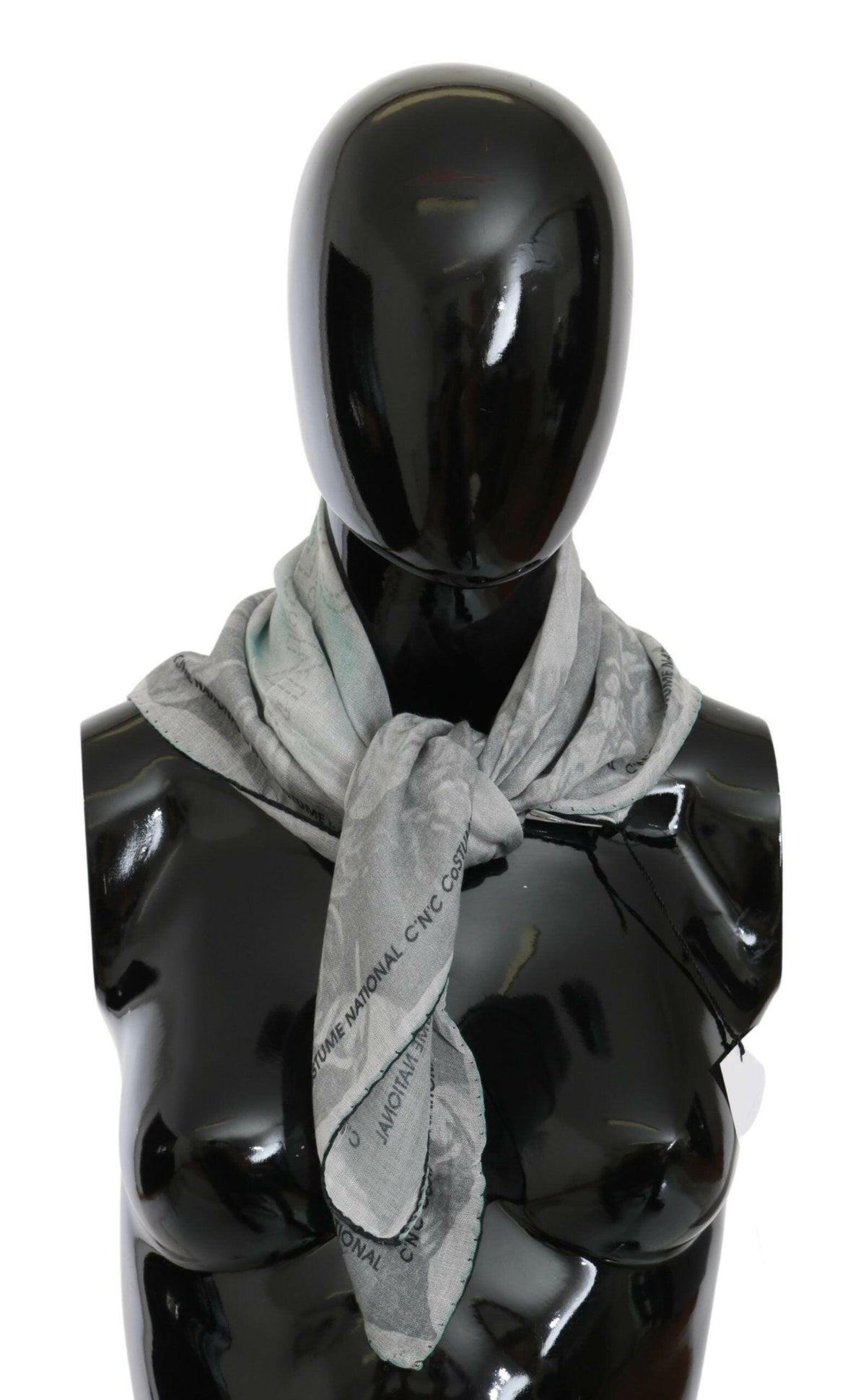 Costume National Gray Silk Shawl Foulard Wrap Scarf -   -  Costume National.