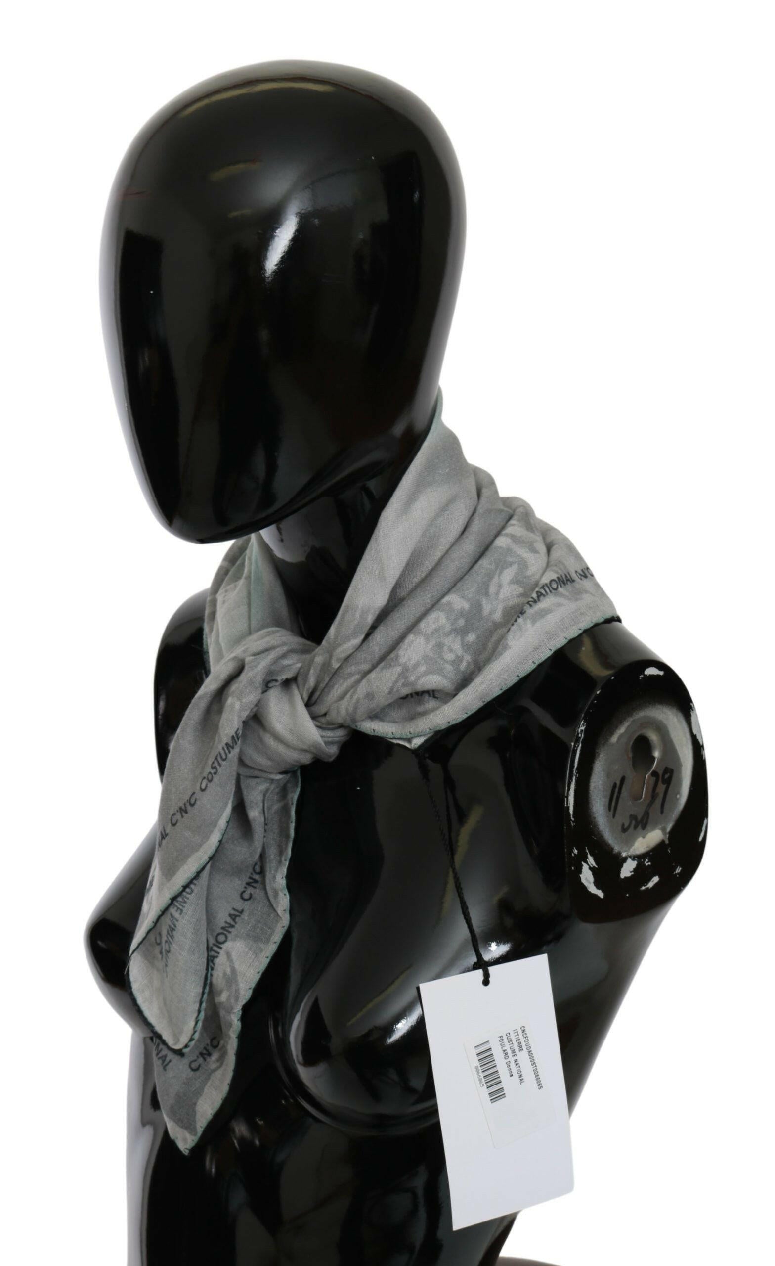 Costume National Gray Silk Shawl Foulard Wrap Scarf -   -  Costume National.