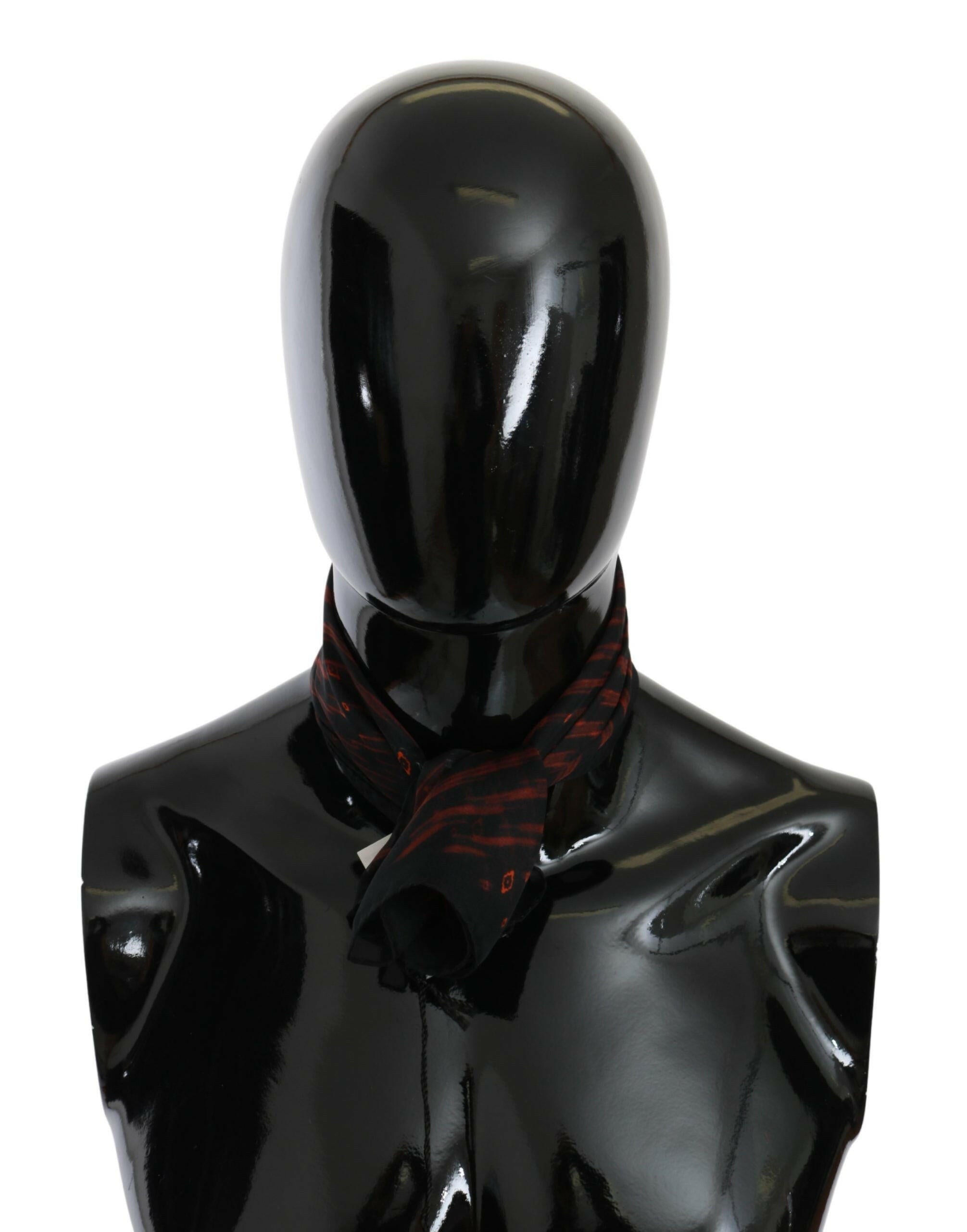 Costume National Black Orange 100% Silk Branded Scarf -   -  Costume National.