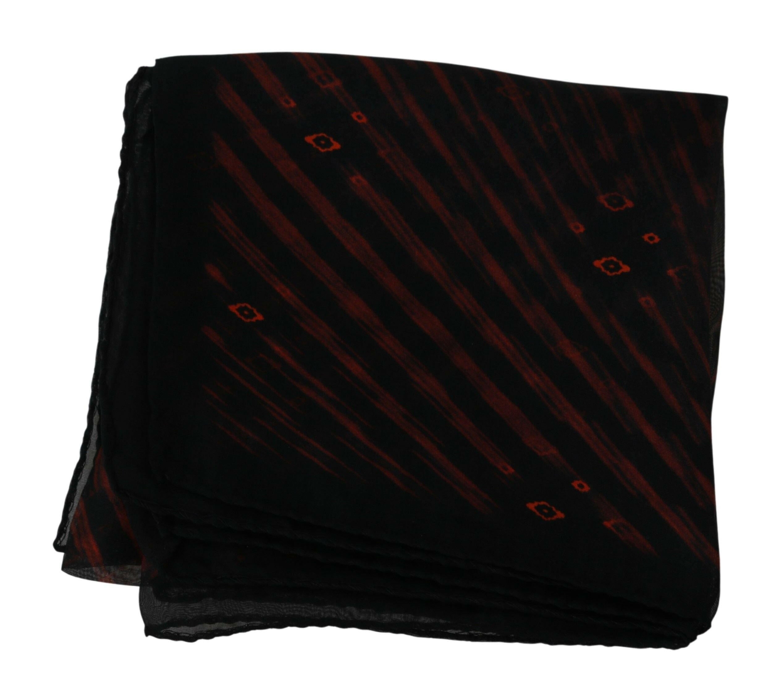 Costume National Black Orange 100% Silk Branded Scarf -   -  Costume National.