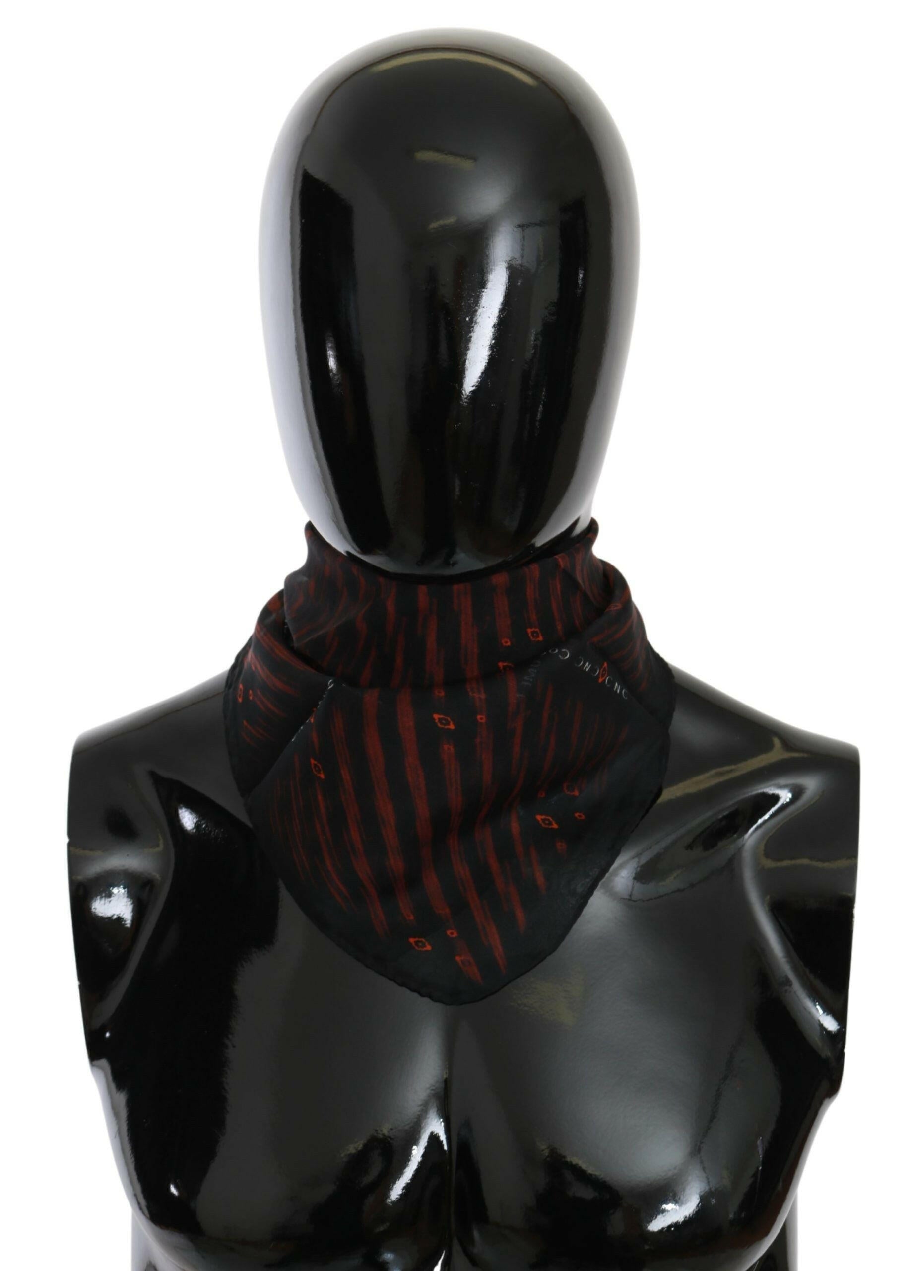 Costume National Black Orange 100% Silk Branded Scarf -   -  Costume National.