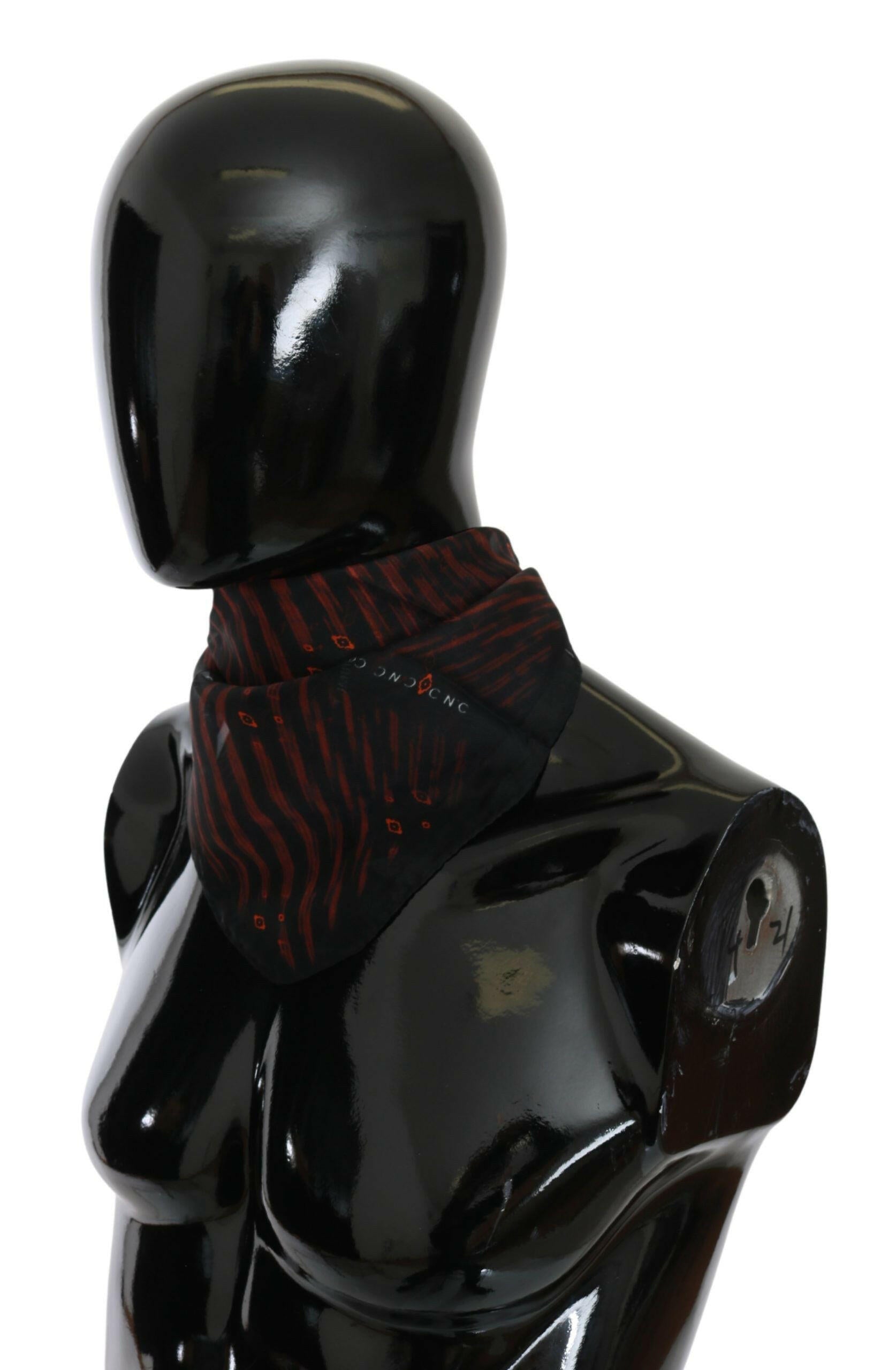 Costume National Black Orange 100% Silk Branded Scarf -   -  Costume National.