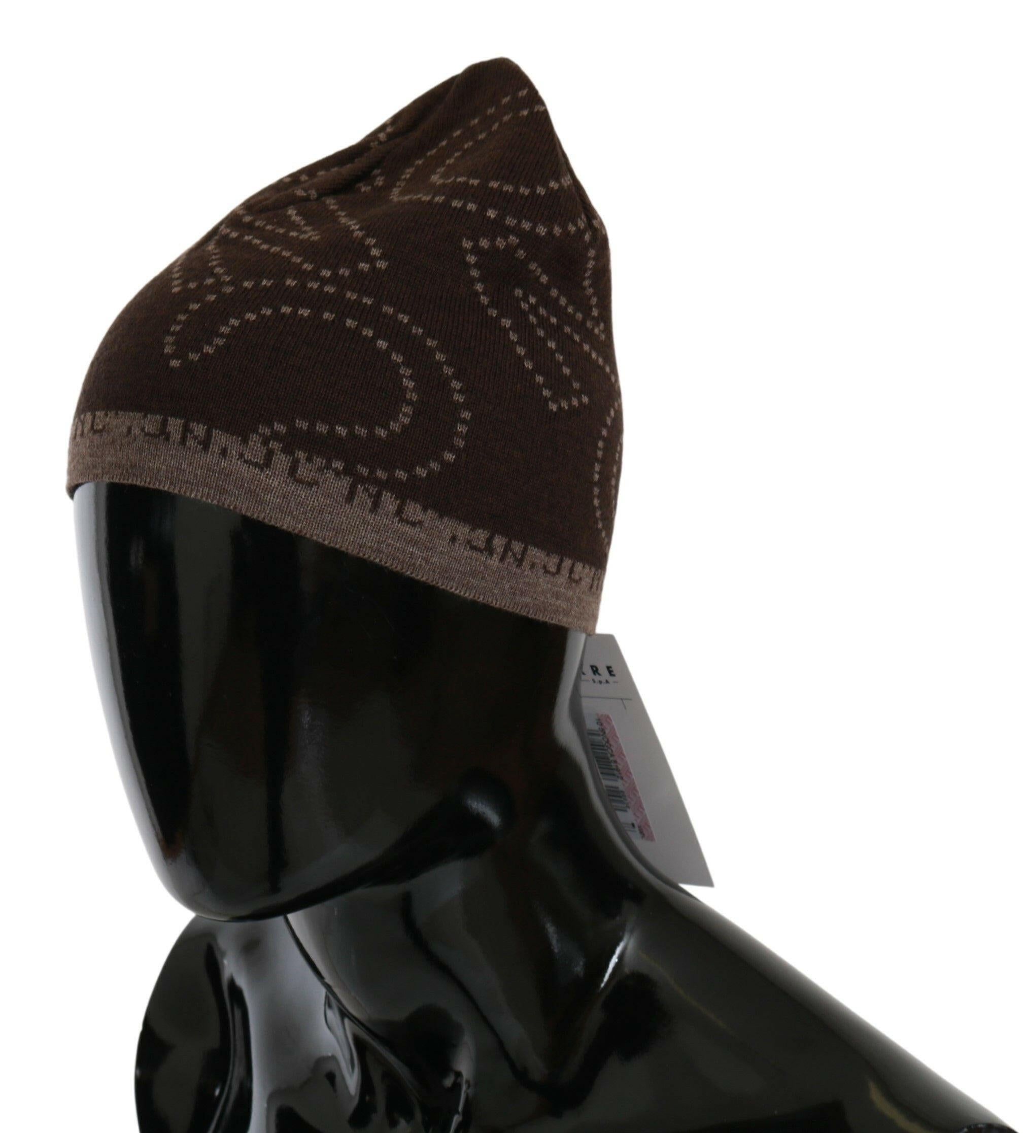 Costume National Beanie Brown Wool Blend Branded Hat -   -  Costume National.
