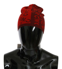 Costume National Red Wool Blend Branded Beanie Hat -   -  Costume National.