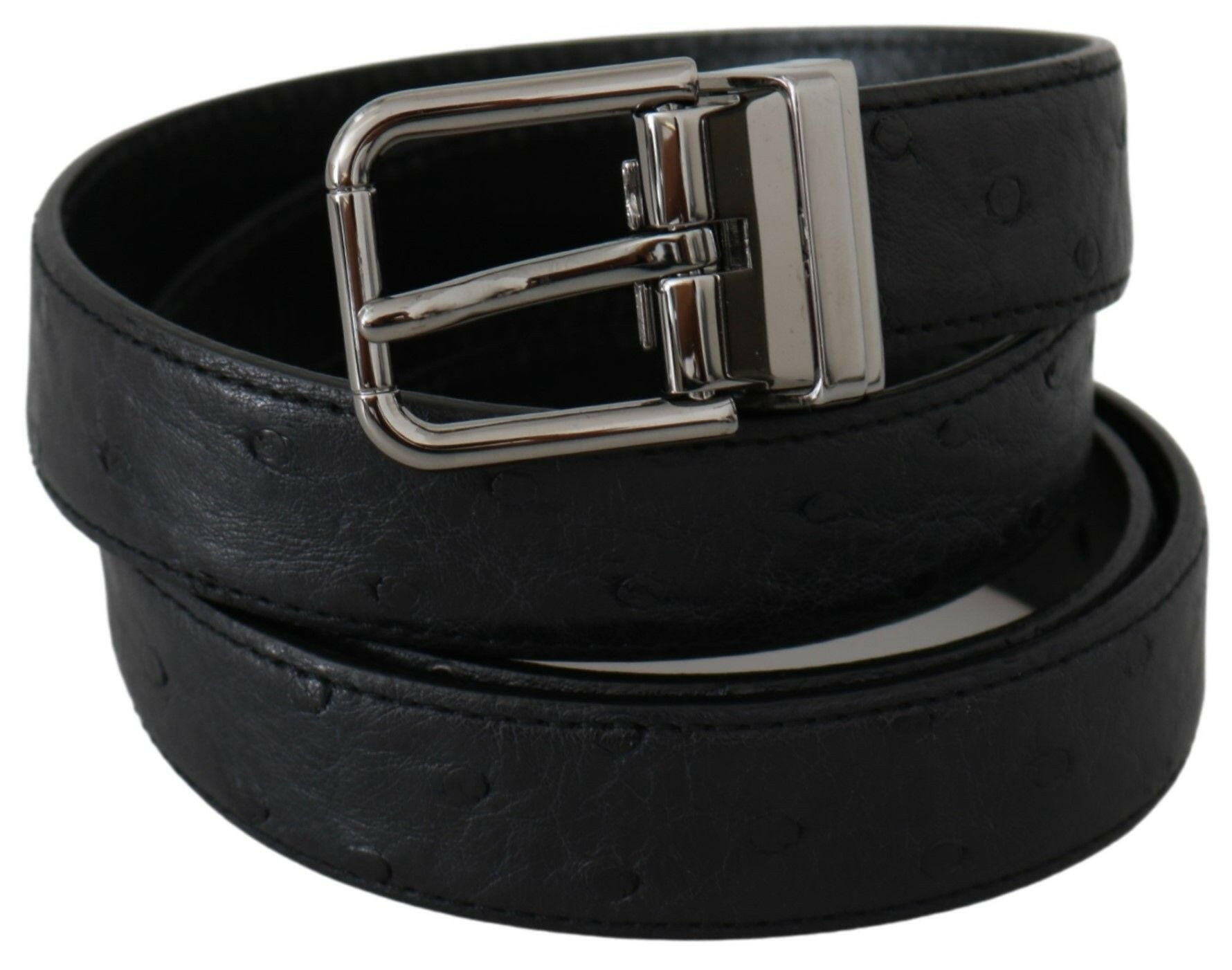 Dolce & Gabbana Black Exotic Skin Pattern Silver Buckle Belt -   -  Dolce & Gabbana.