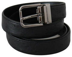 Dolce & Gabbana Black Exotic Skin Pattern Silver Buckle Belt -   -  Dolce & Gabbana.