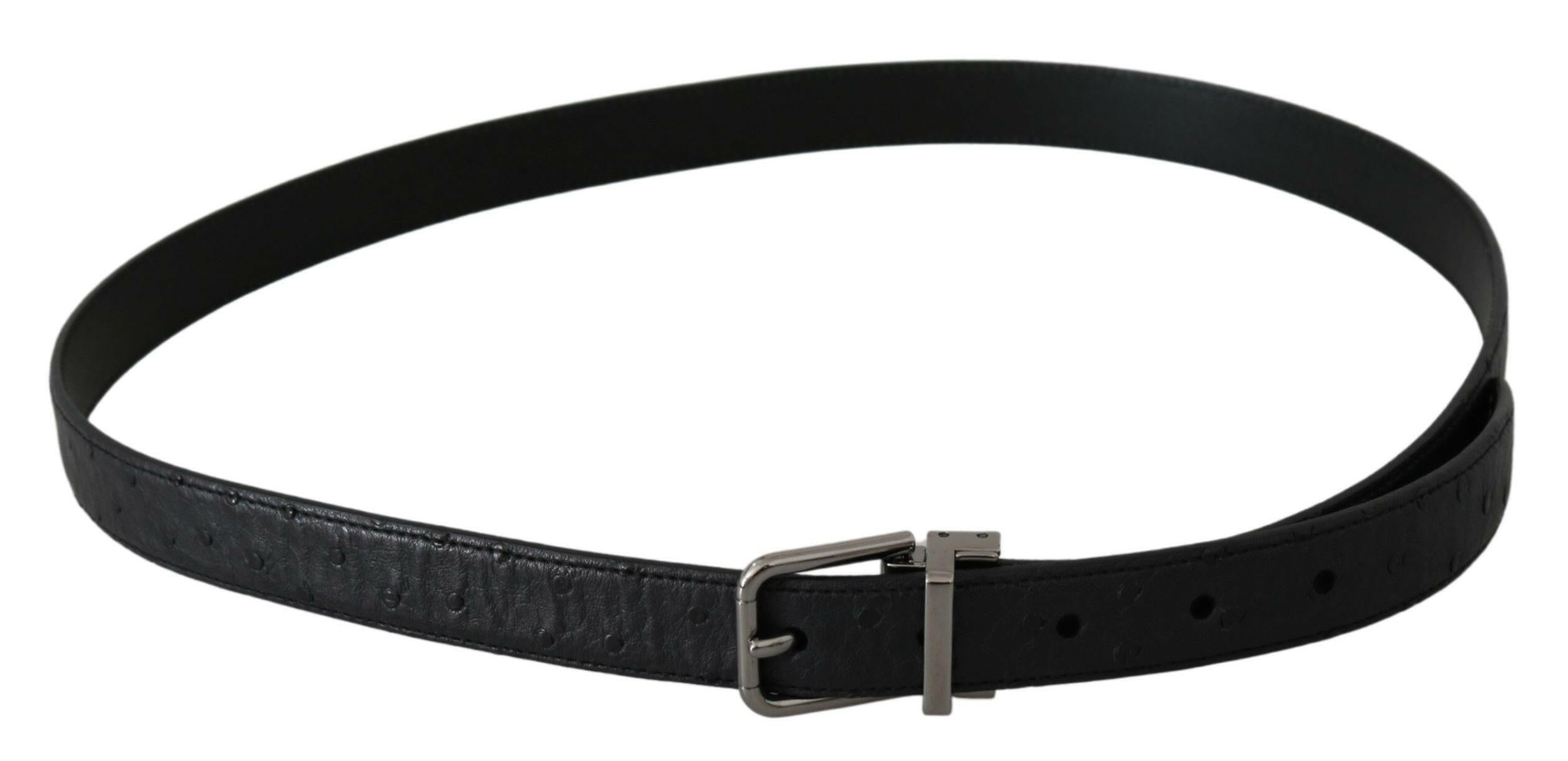 Dolce & Gabbana Black Exotic Skin Pattern Silver Buckle Belt -   -  Dolce & Gabbana.