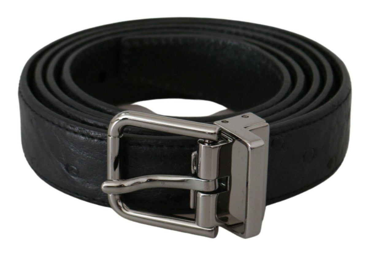 Dolce & Gabbana Black Exotic Skin Pattern Silver Buckle Belt -   -  Dolce & Gabbana.