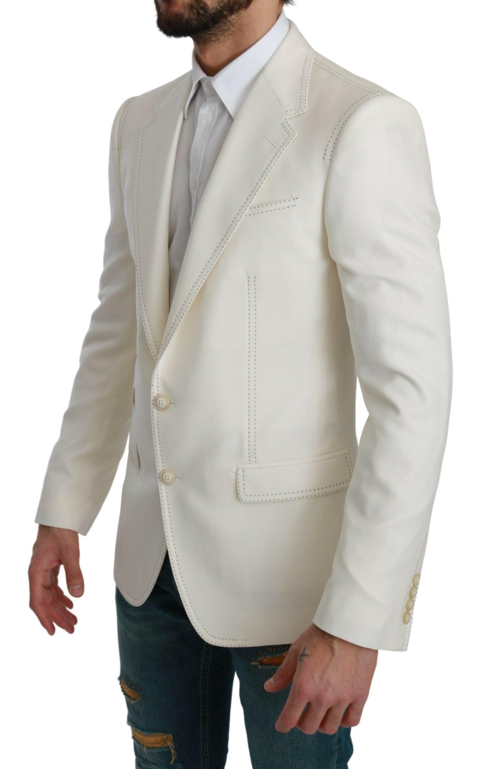 Dolce & Gabbana SICILIA Cream Single Breasted Formal Blazer -   -  Dolce & Gabbana.