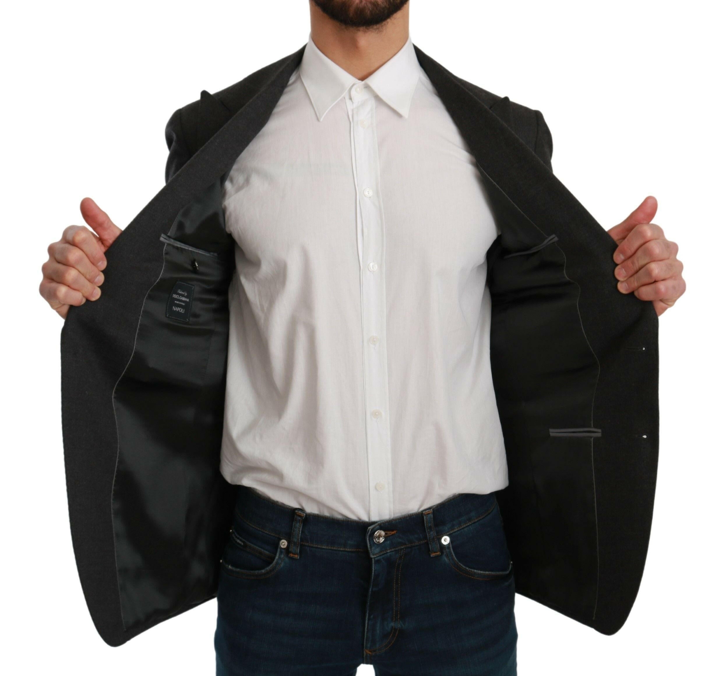 Dolce & Gabbana Gray NAPOLI Slim Fit Jacket Wool Blazer -   -  Dolce & Gabbana.