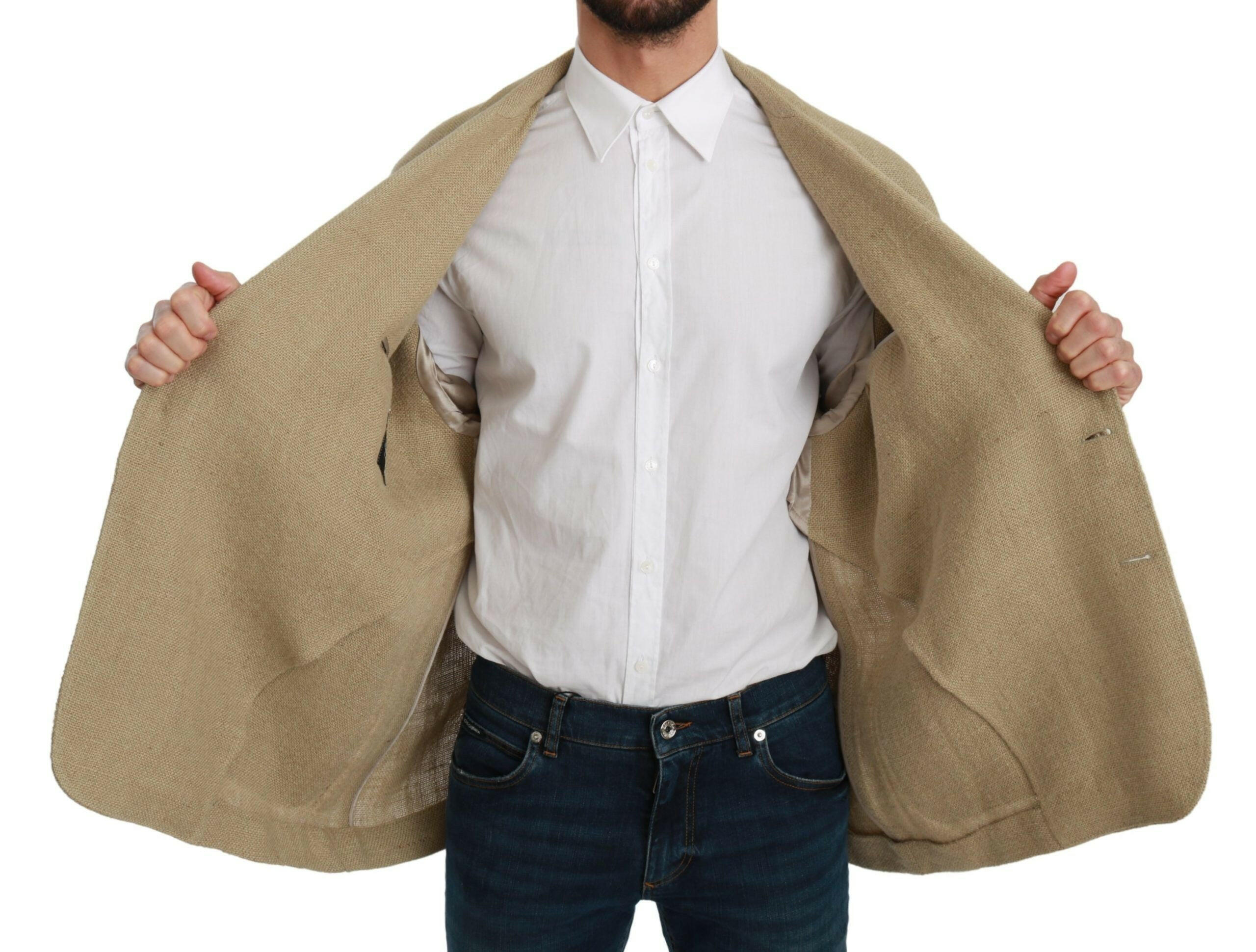 Dolce & Gabbana Beige Jacket Coat 100% Jute Blazer Coat -   -  Dolce & Gabbana.