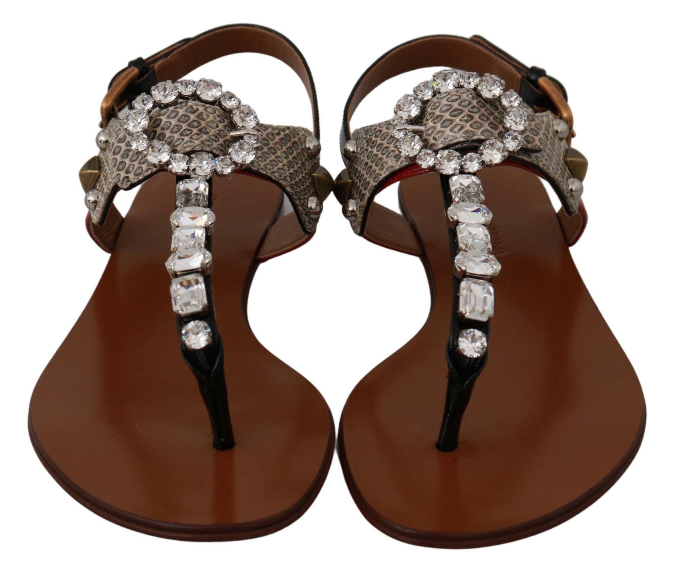 Dolce & Gabbana Leather Ayers Crystal Sandals Flip Flops Shoes -   -  Dolce & Gabbana.