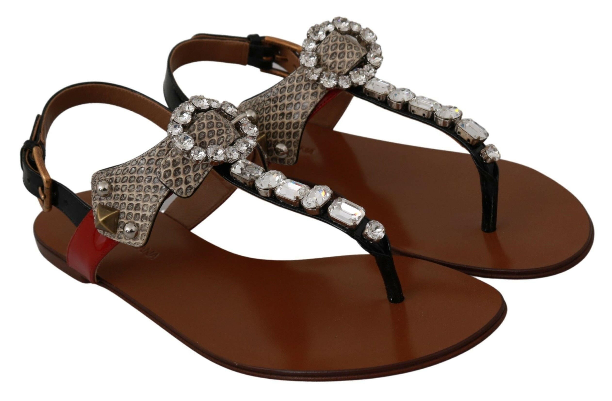 Dolce & Gabbana Leather Ayers Crystal Sandals Flip Flops Shoes -   -  Dolce & Gabbana.