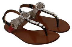 Dolce & Gabbana Leather Ayers Crystal Sandals Flip Flops Shoes -   -  Dolce & Gabbana.