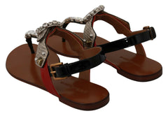 Dolce & Gabbana Leather Ayers Crystal Sandals Flip Flops Shoes -   -  Dolce & Gabbana.