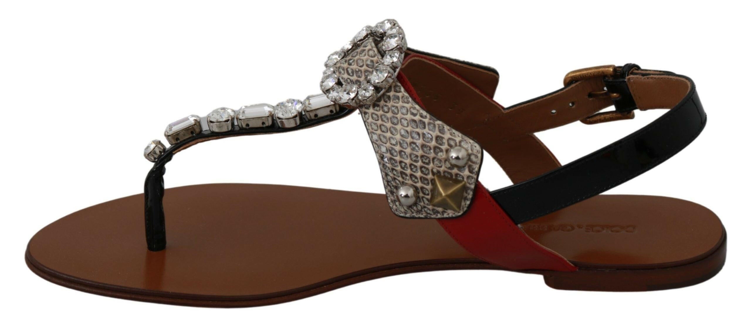 Dolce & Gabbana Leather Ayers Crystal Sandals Flip Flops Shoes -   -  Dolce & Gabbana.