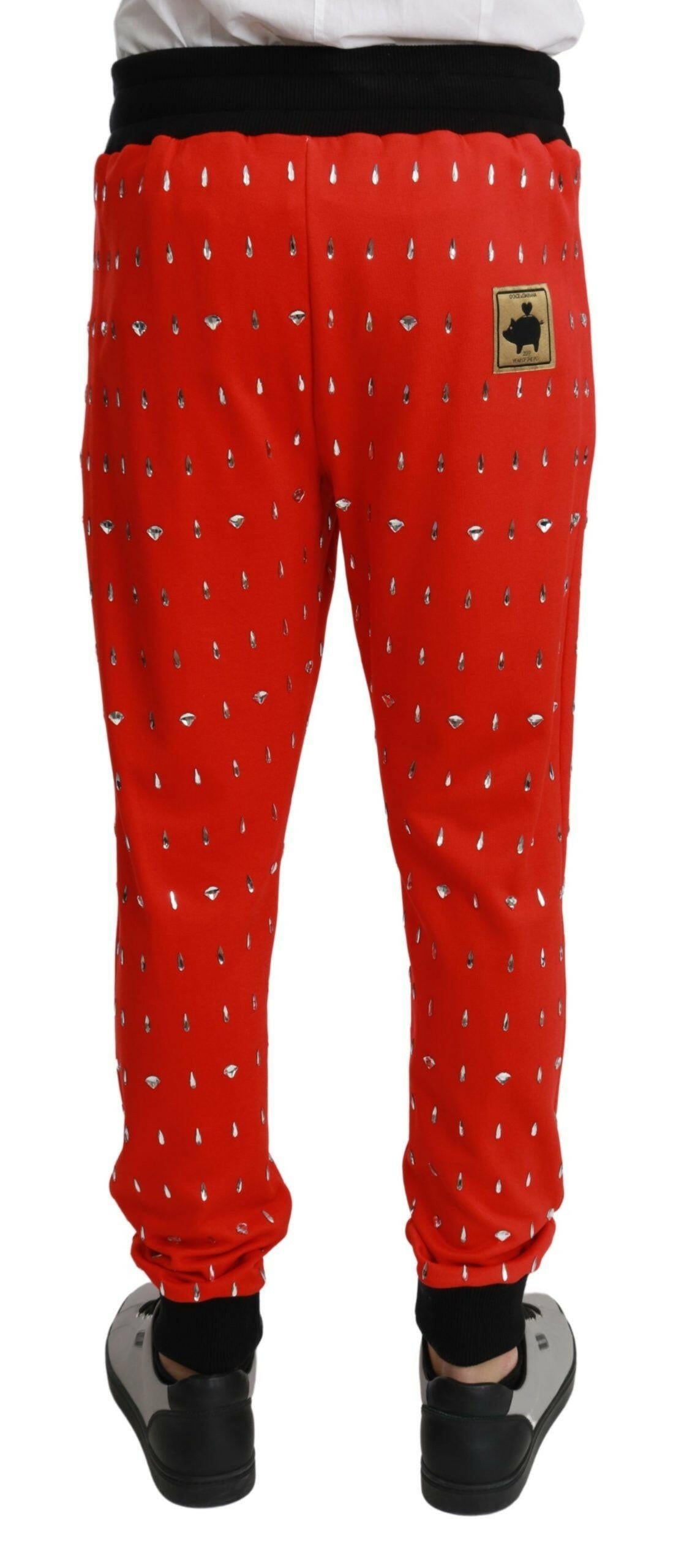 Dolce & Gabbana Red Piggy Bank Cotton Crystal Trousers Pants -   -  Dolce & Gabbana.