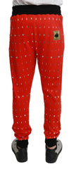 Dolce & Gabbana Red Piggy Bank Cotton Crystal Trousers Pants -   -  Dolce & Gabbana.
