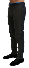 Dolce & Gabbana Blue Gray Stripes Trouser Cotton Pants -   -  Dolce & Gabbana.