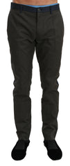 Dolce & Gabbana Blue Gray Stripes Trouser Cotton Pants -   -  Dolce & Gabbana.