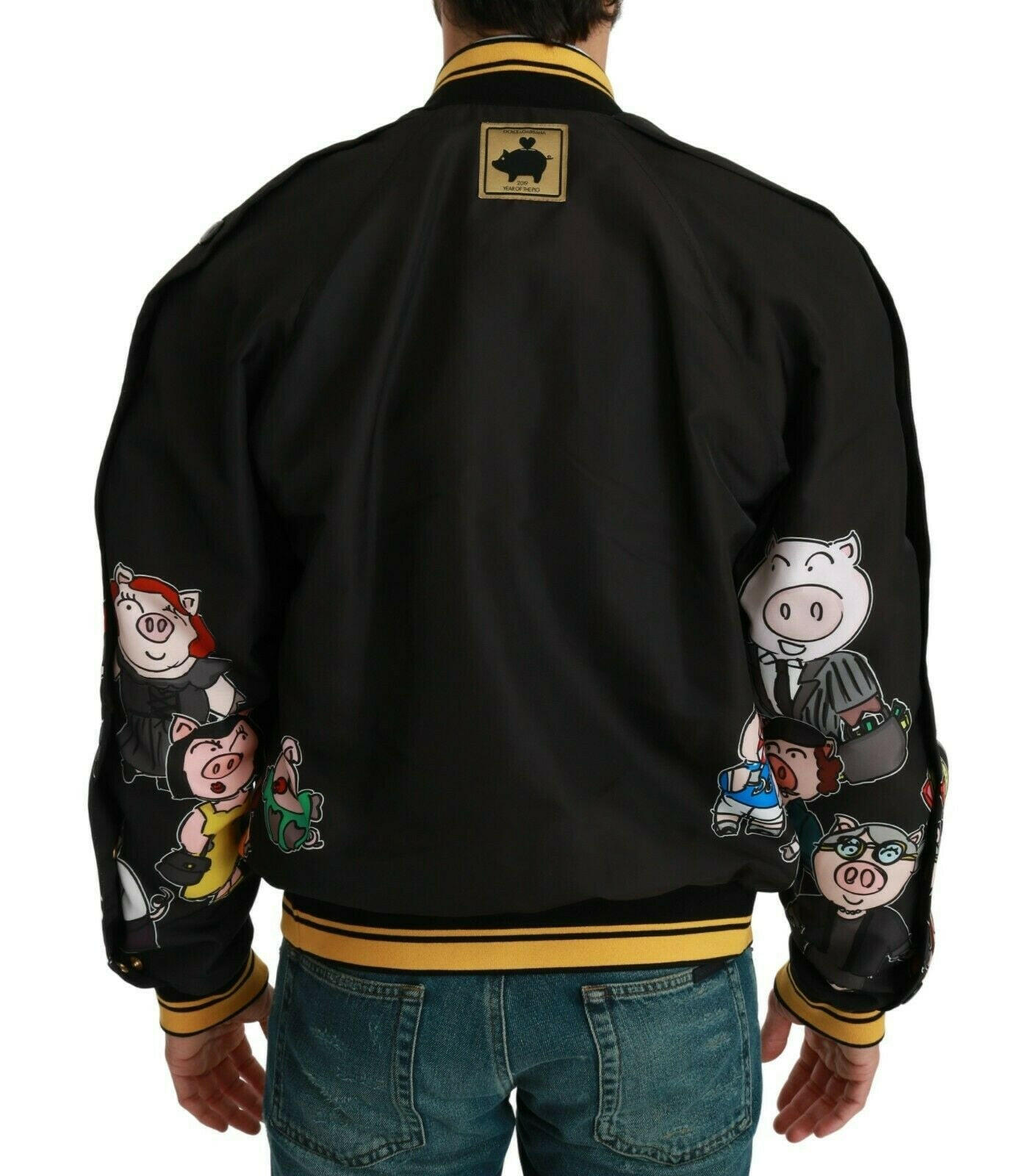 Dolce & Gabbana Black YEAR OF THE PIG Bomber Jacket -   -  Dolce & Gabbana.