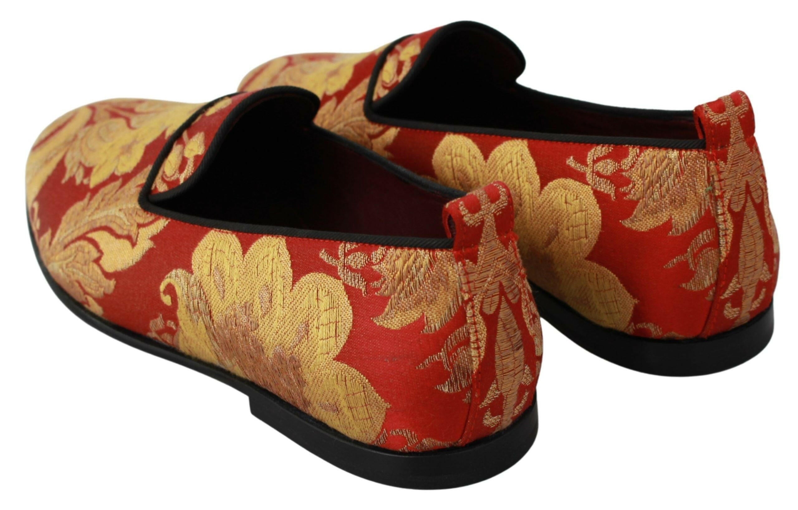 Dolce & Gabbana Red Gold Brocade Slippers Loafers Shoes -   -  Dolce & Gabbana.