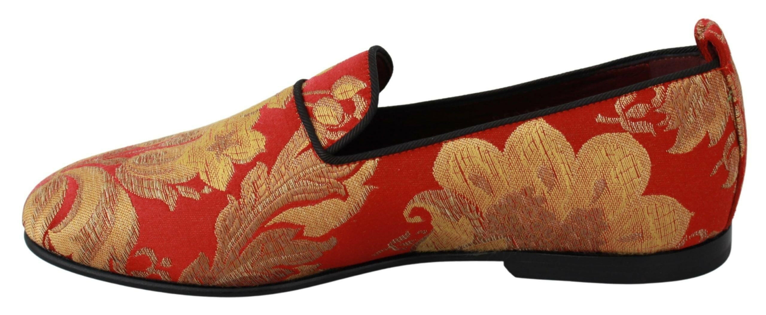 Dolce & Gabbana Red Gold Brocade Slippers Loafers Shoes -   -  Dolce & Gabbana.